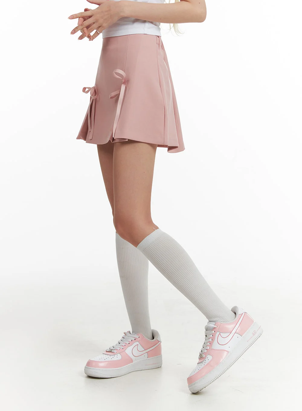 Ribbon Pleated Mini Skirt IF408 - Image 3