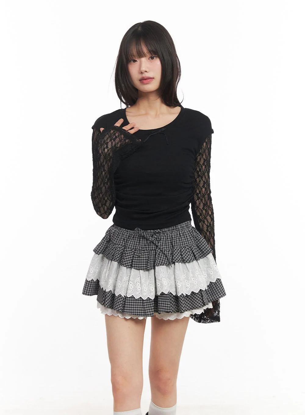 Ribbon Slim-Fit Cropped Shirt CA523 - Image 10