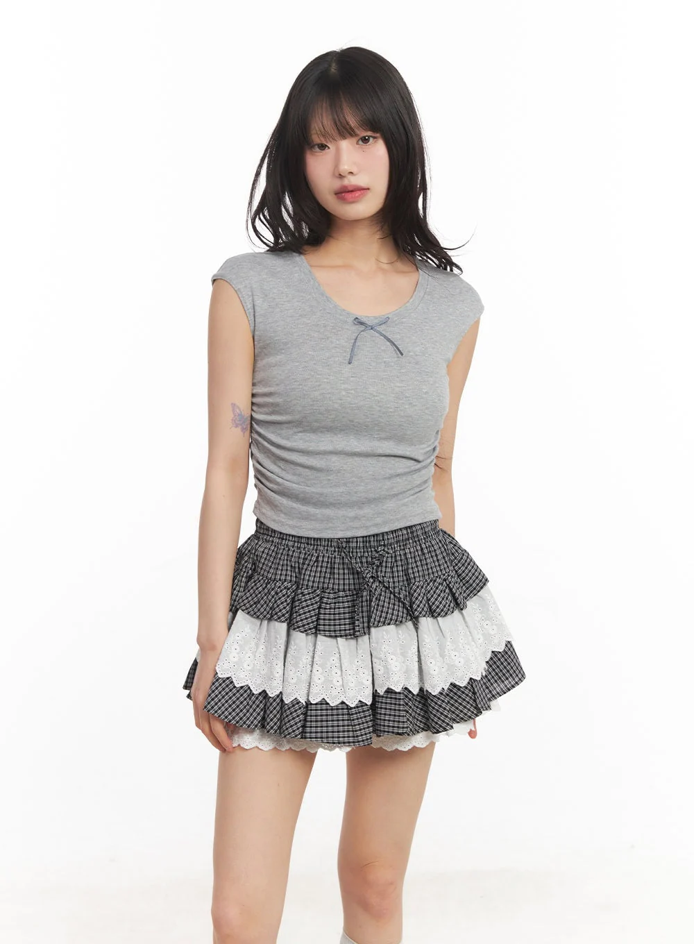 Ribbon Slim-Fit Cropped Shirt CA523 - Image 11
