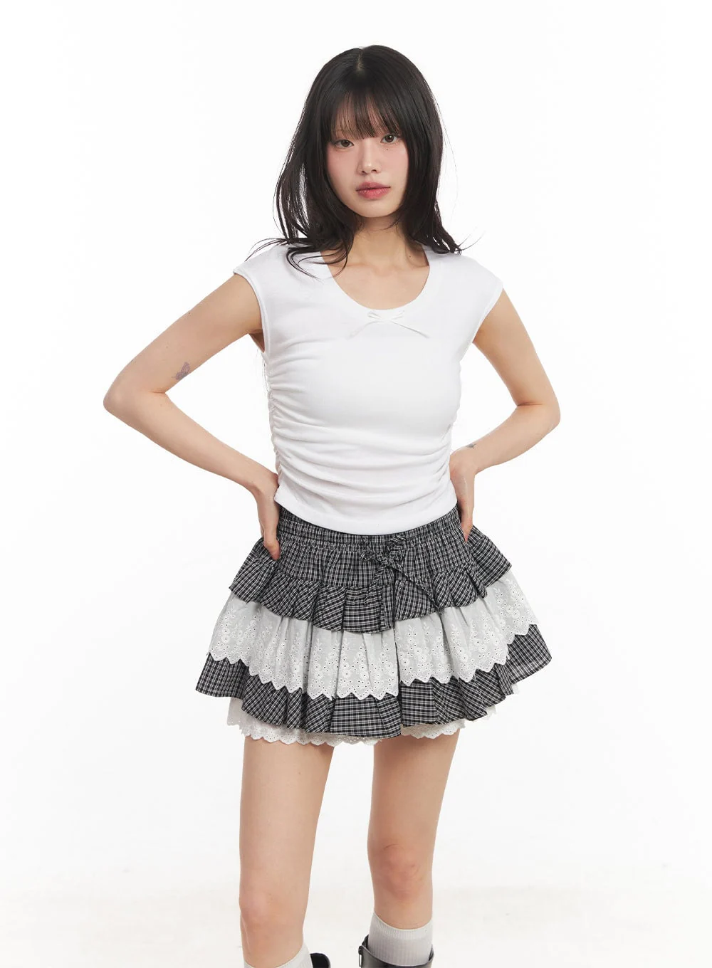 Ribbon Slim-Fit Cropped Shirt CA523 - Image 12