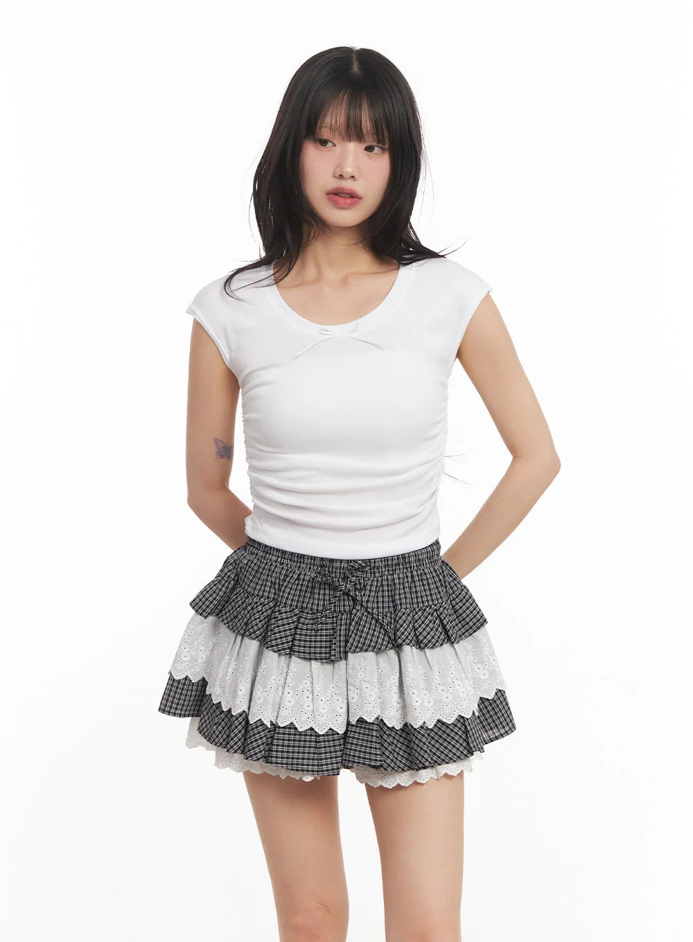 Ribbon Slim-Fit Cropped Shirt CA523 - Image 2