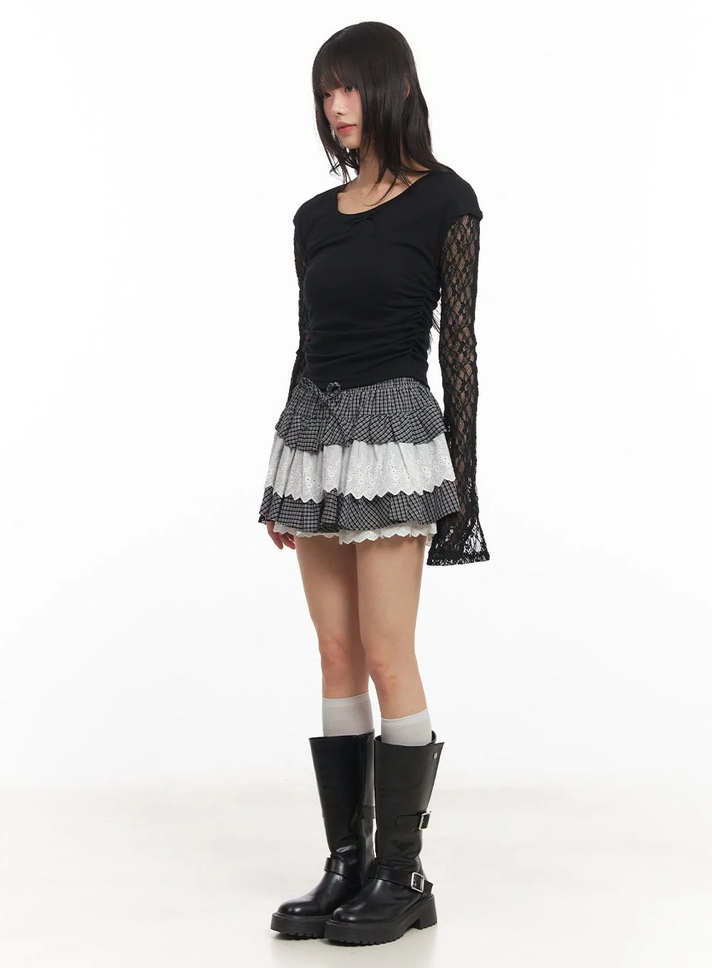Ribbon Slim-Fit Cropped Shirt CA523 - Image 3