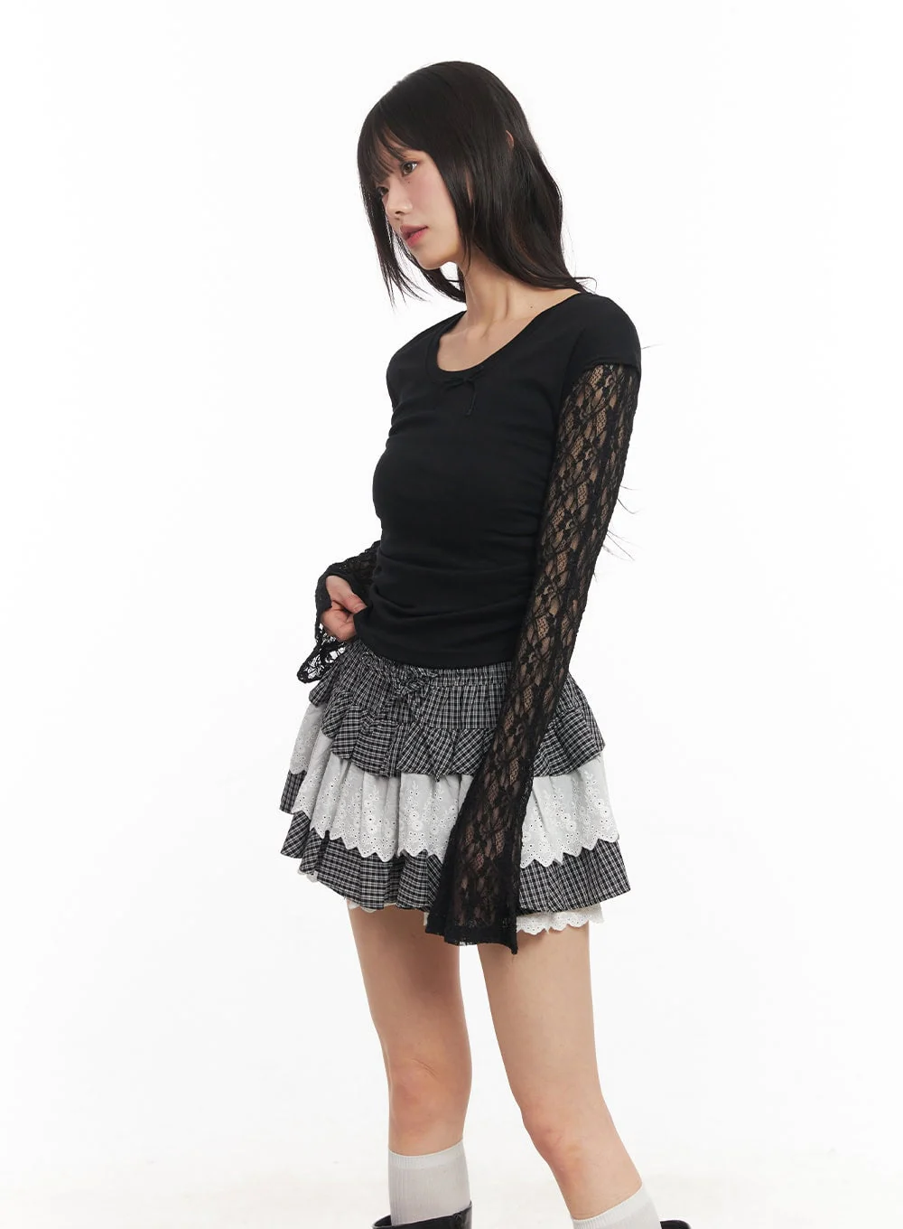 Ribbon Slim-Fit Cropped Shirt CA523 - Image 7