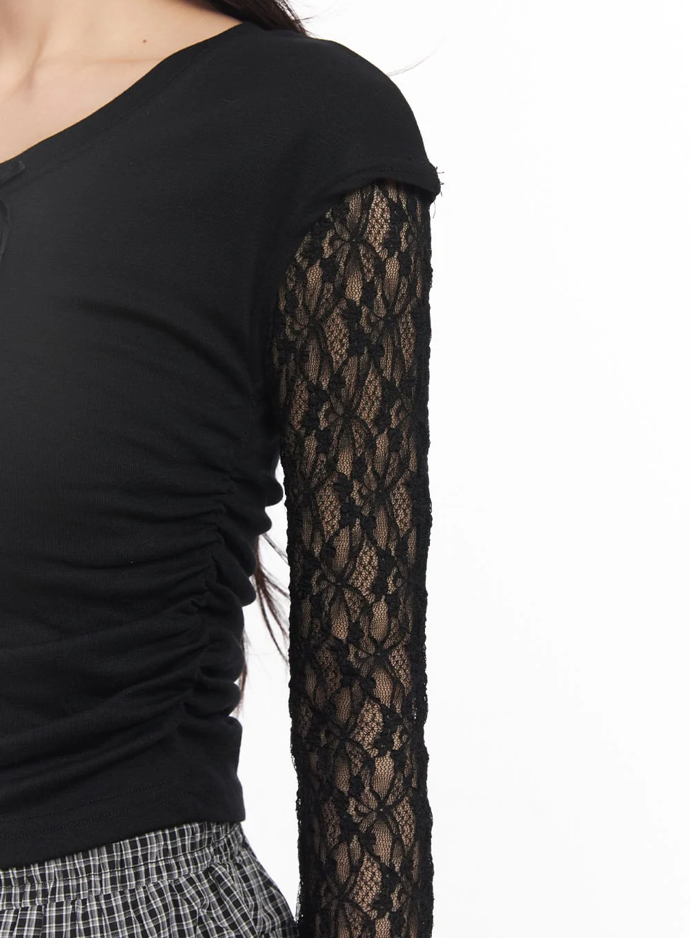 Ribbon Slim-Fit Cropped Shirt CA523 - Image 9