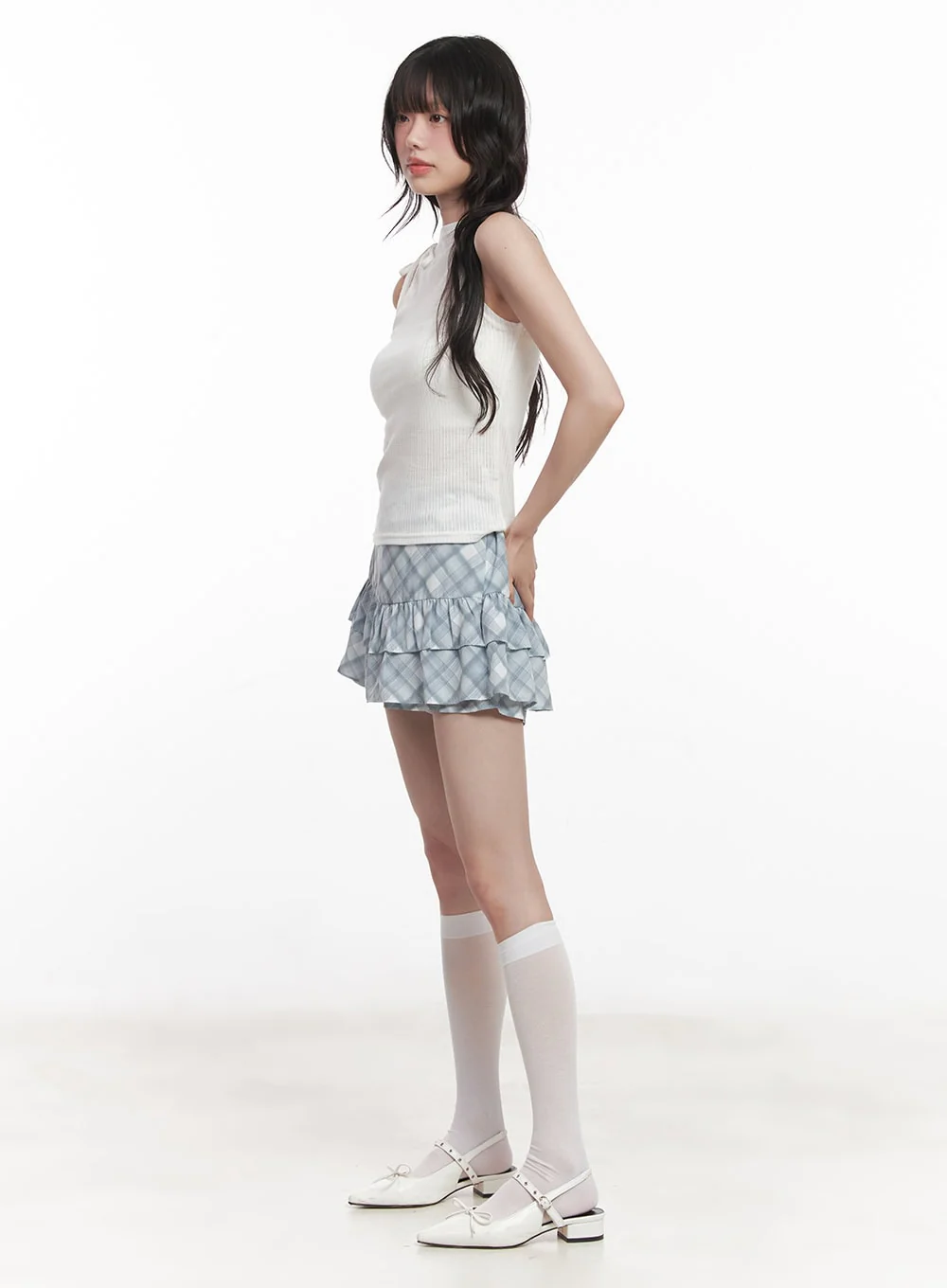 Ribbon-Tie Asymmetric Halter Top CY521 - Image 4