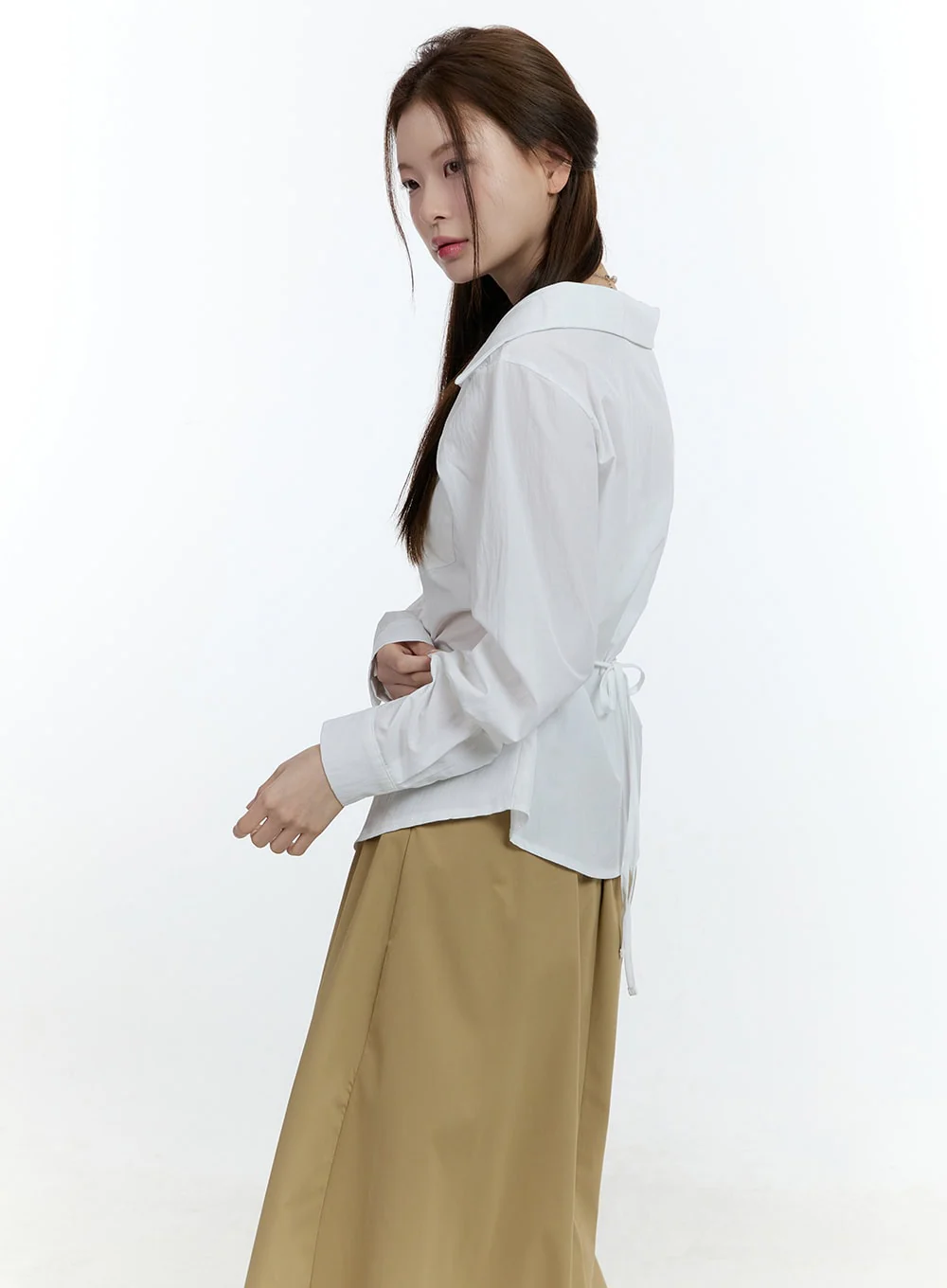 Ribbon-Tie Collared Button-Up CF503 - Image 3