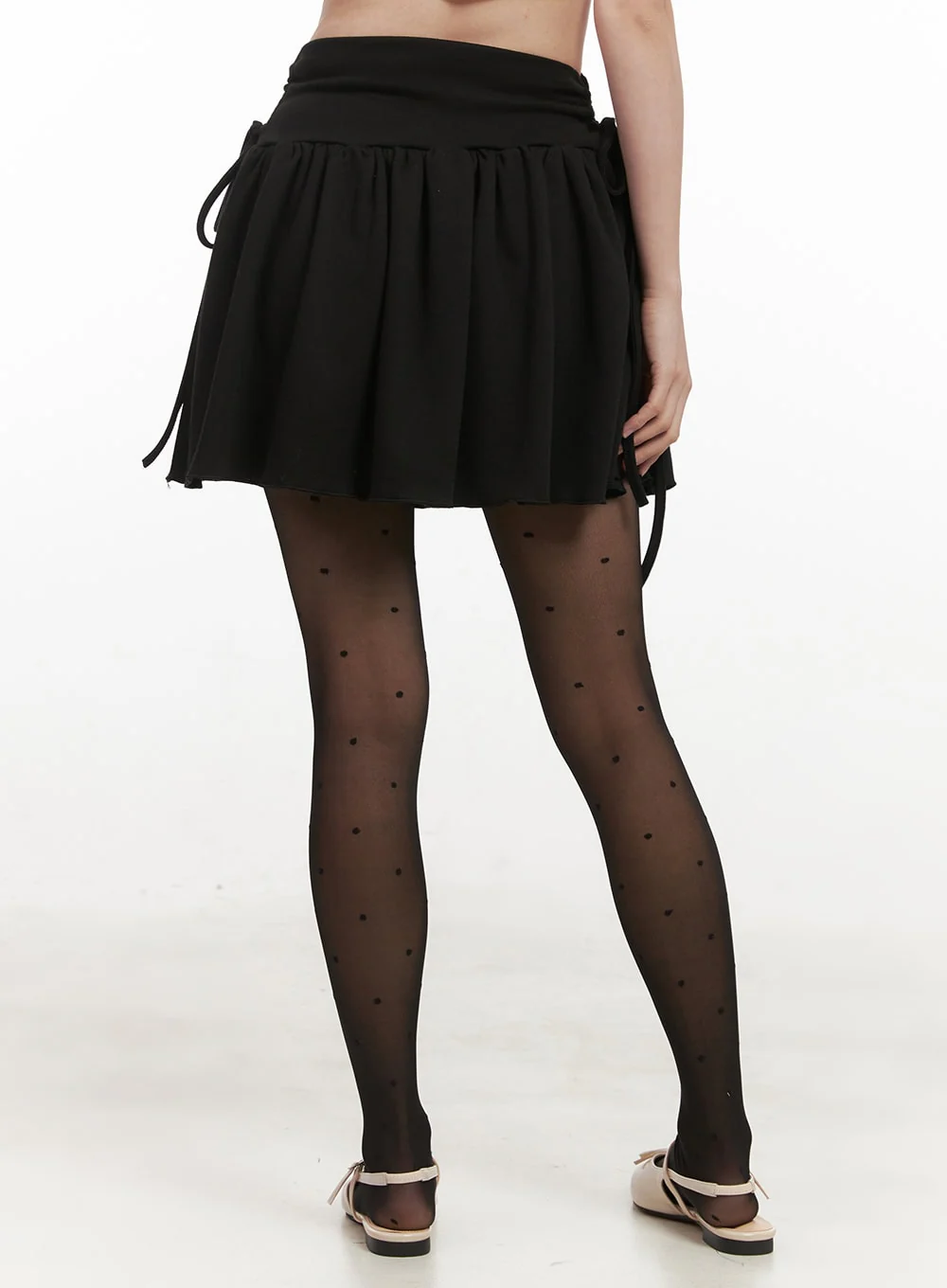 Ribbon-Tie Shirred Mini Skirt IF505 - Image 10