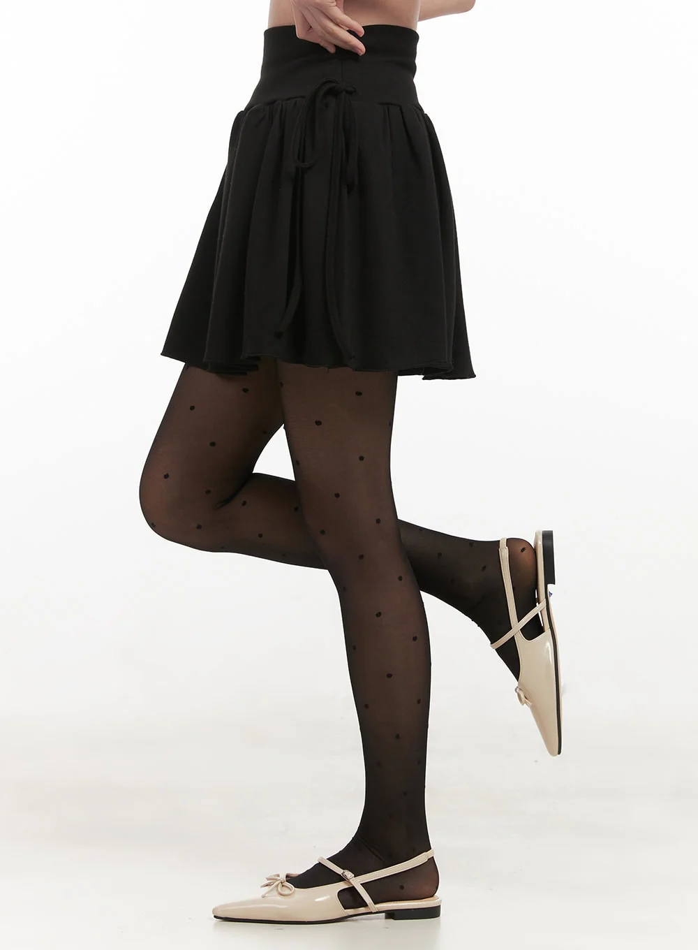Ribbon-Tie Shirred Mini Skirt IF505 - Image 7