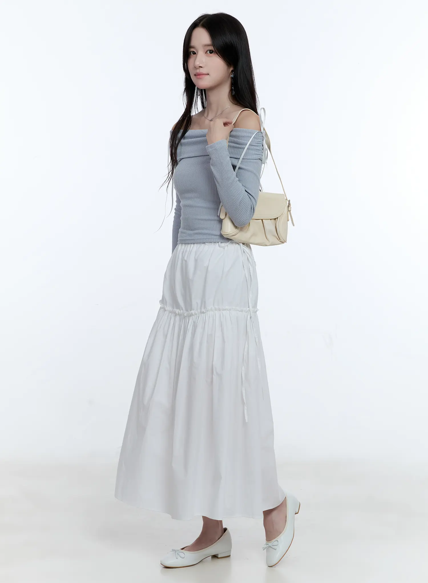 Ribbon Tie Waist Maxi Skirt CG512