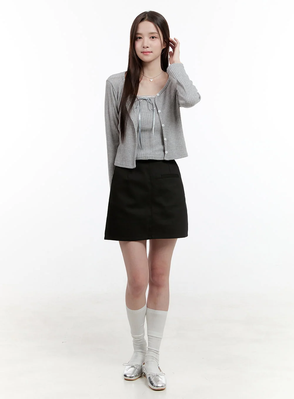 Ribboned Cami Top and Cardigan Set OG428 - Image 2