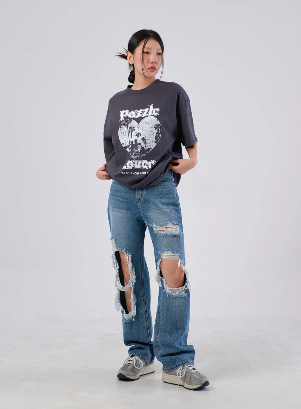 Ripped Knee Jeans IA305 - Image 2