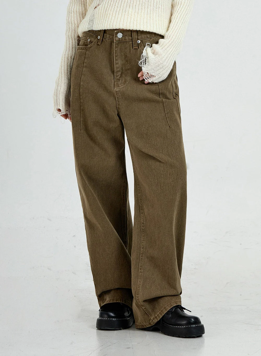 Ripped V-Neck Knit Top CO13 - Image 11