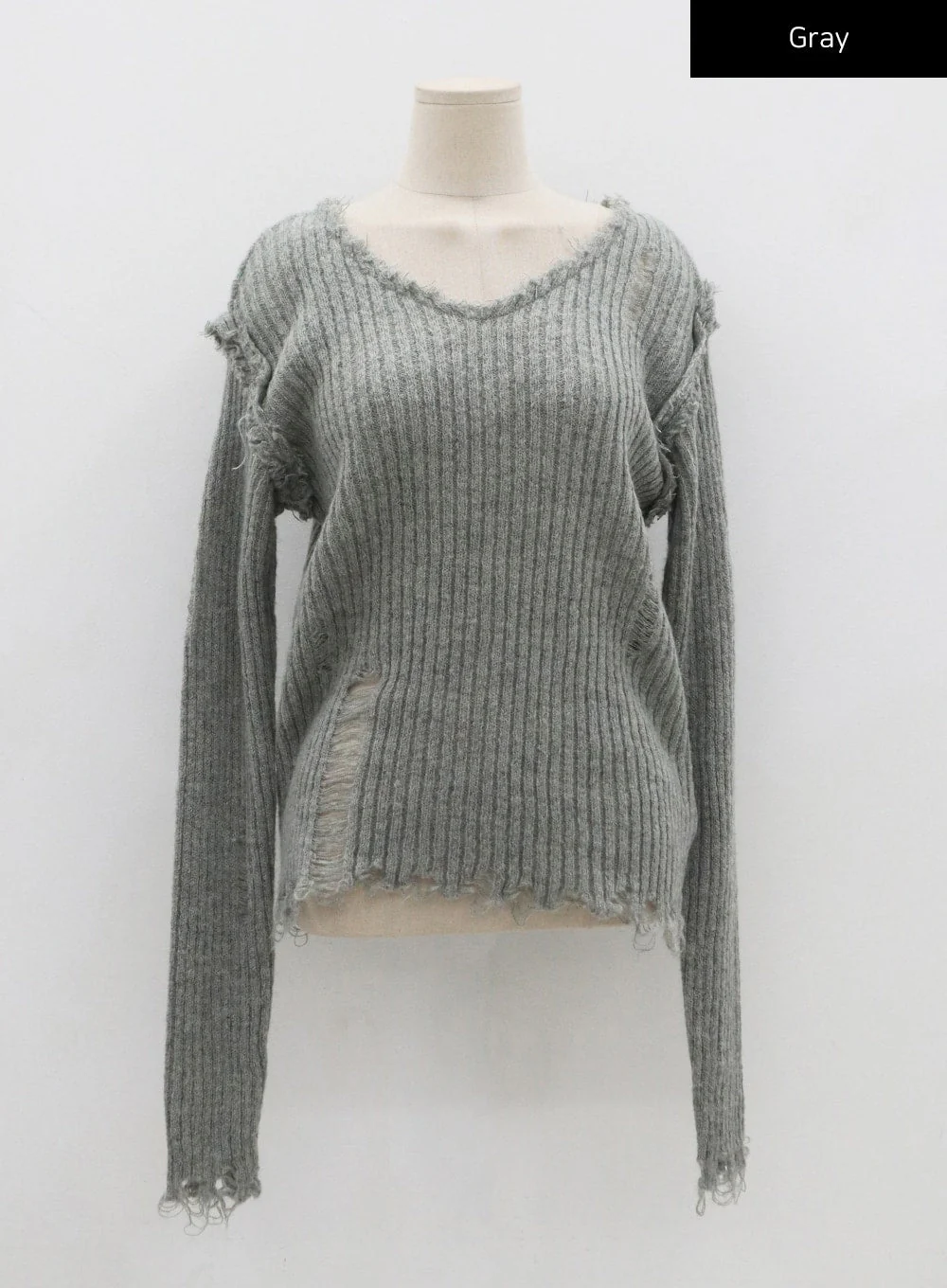 Ripped V-Neck Knit Top CO13 - Image 15