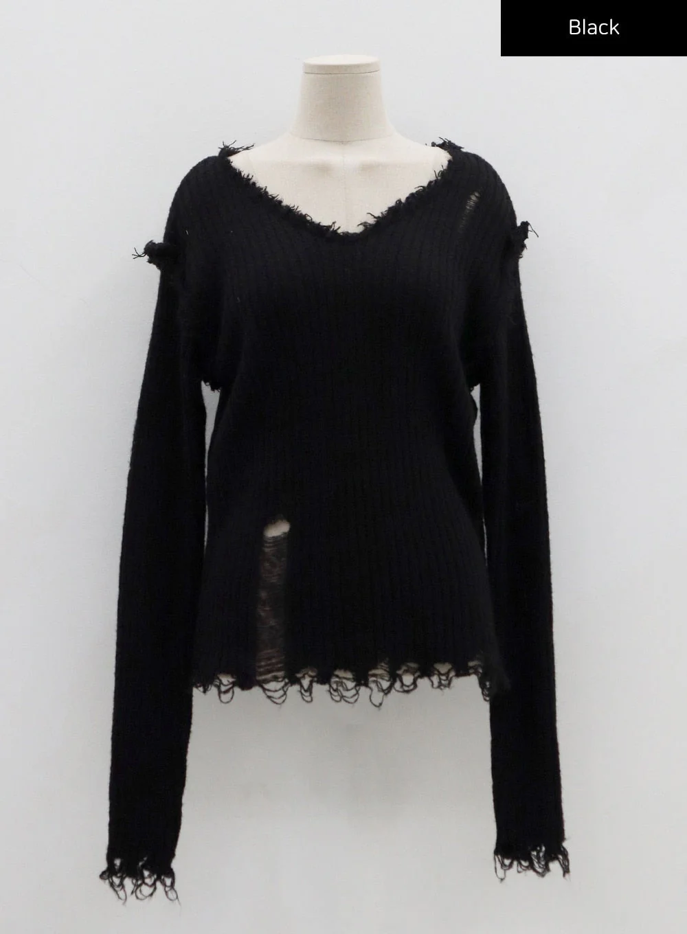 Ripped V-Neck Knit Top CO13 - Image 17