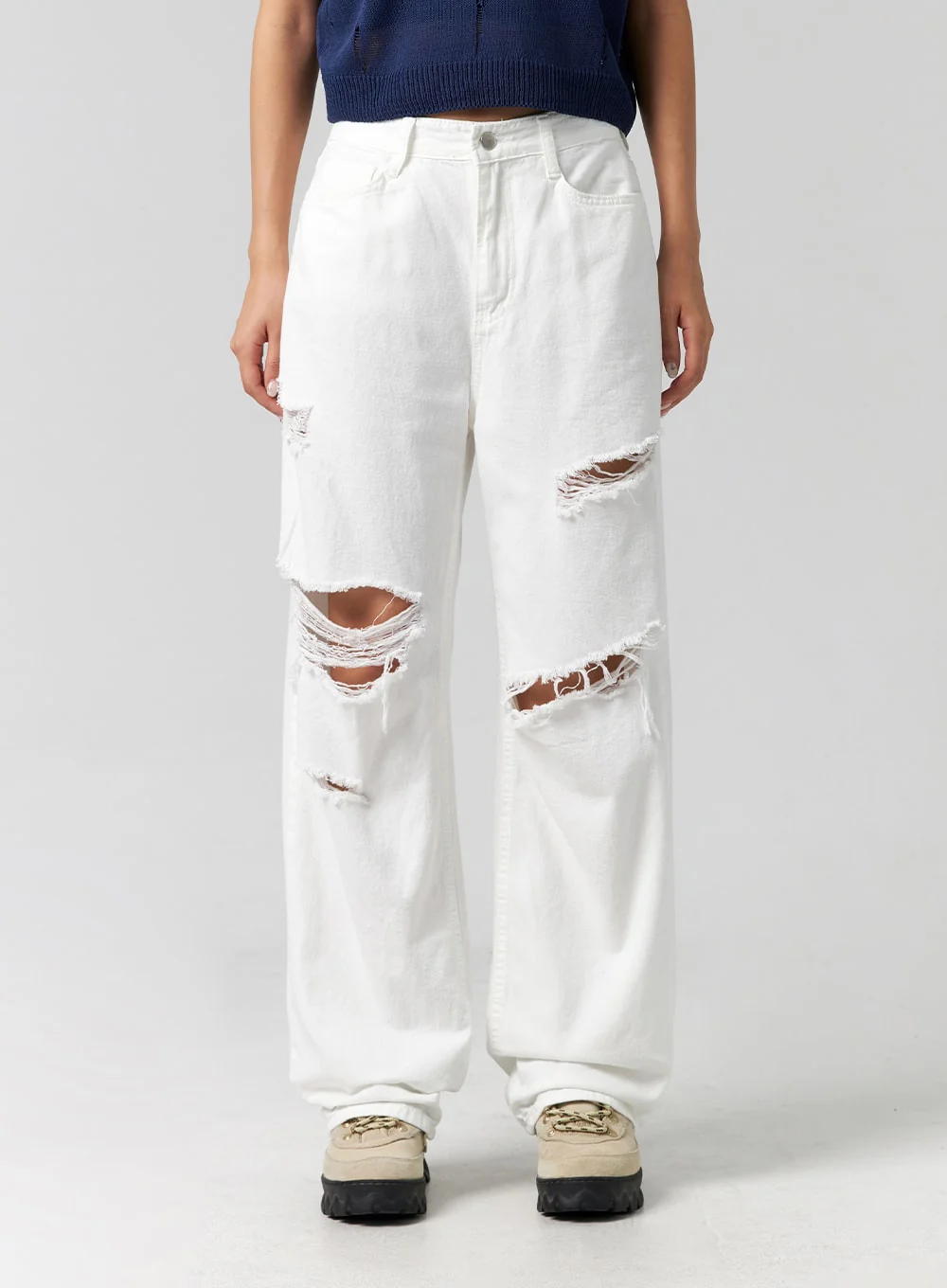 Ripped Wide Fit Cotton Pants CG310 - Image 2