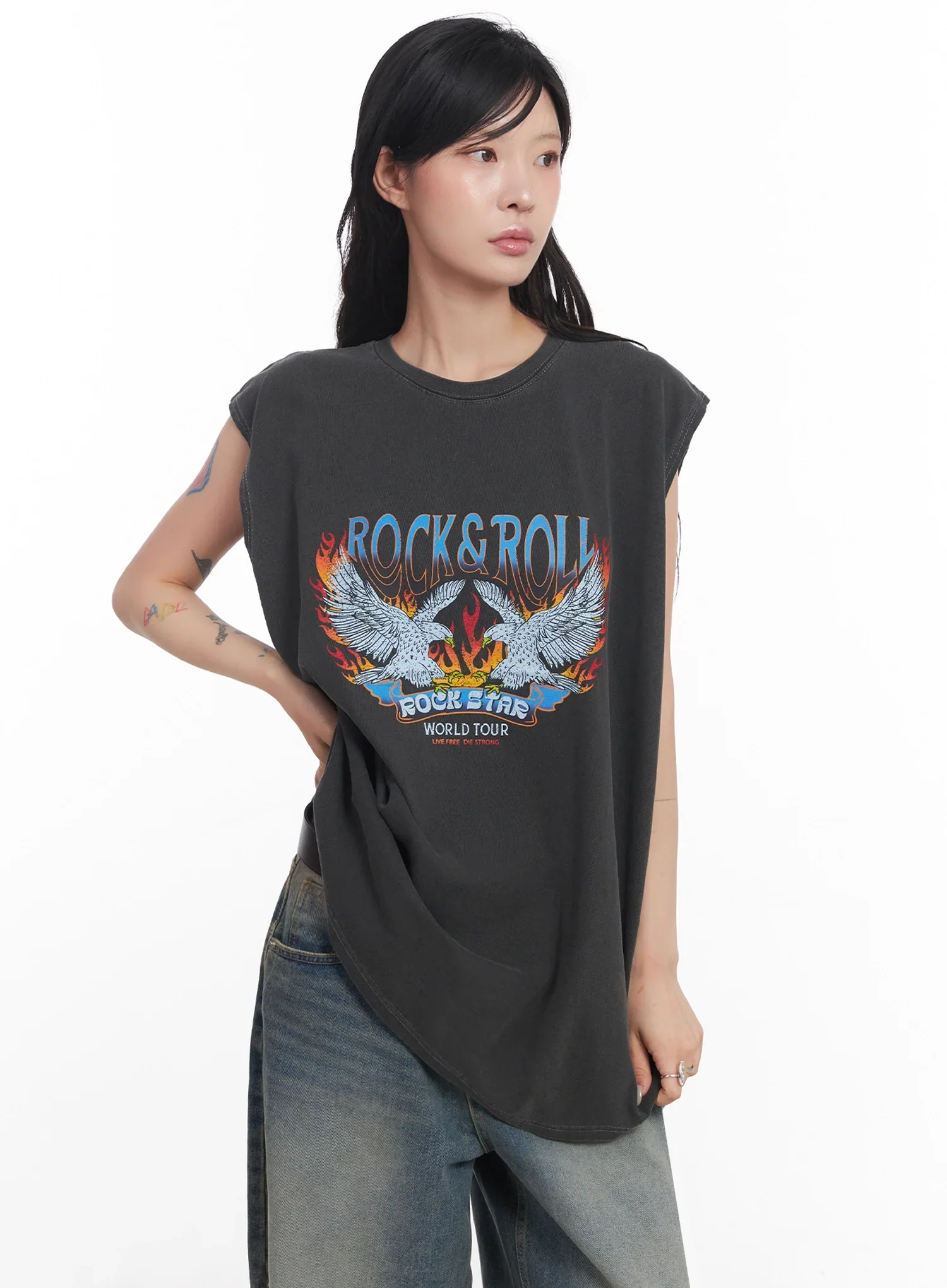 Rock & Roll Graphic Sleeveless Top IC503 - Image 16