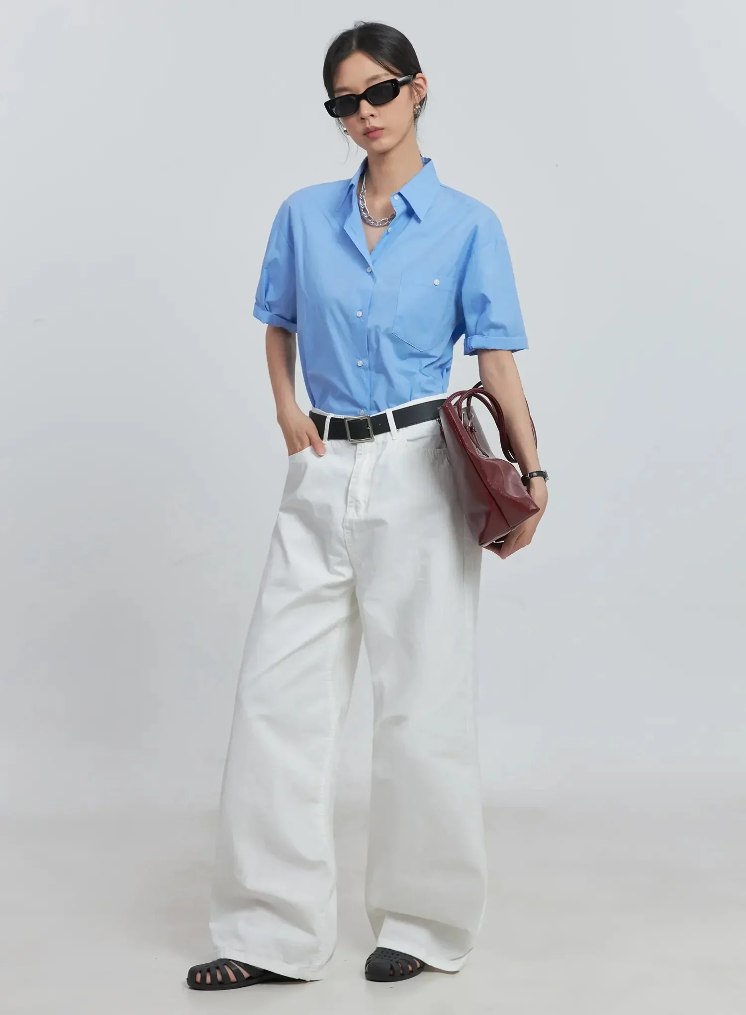 Roll-Up Short-Sleeve Collared Shirt IU512