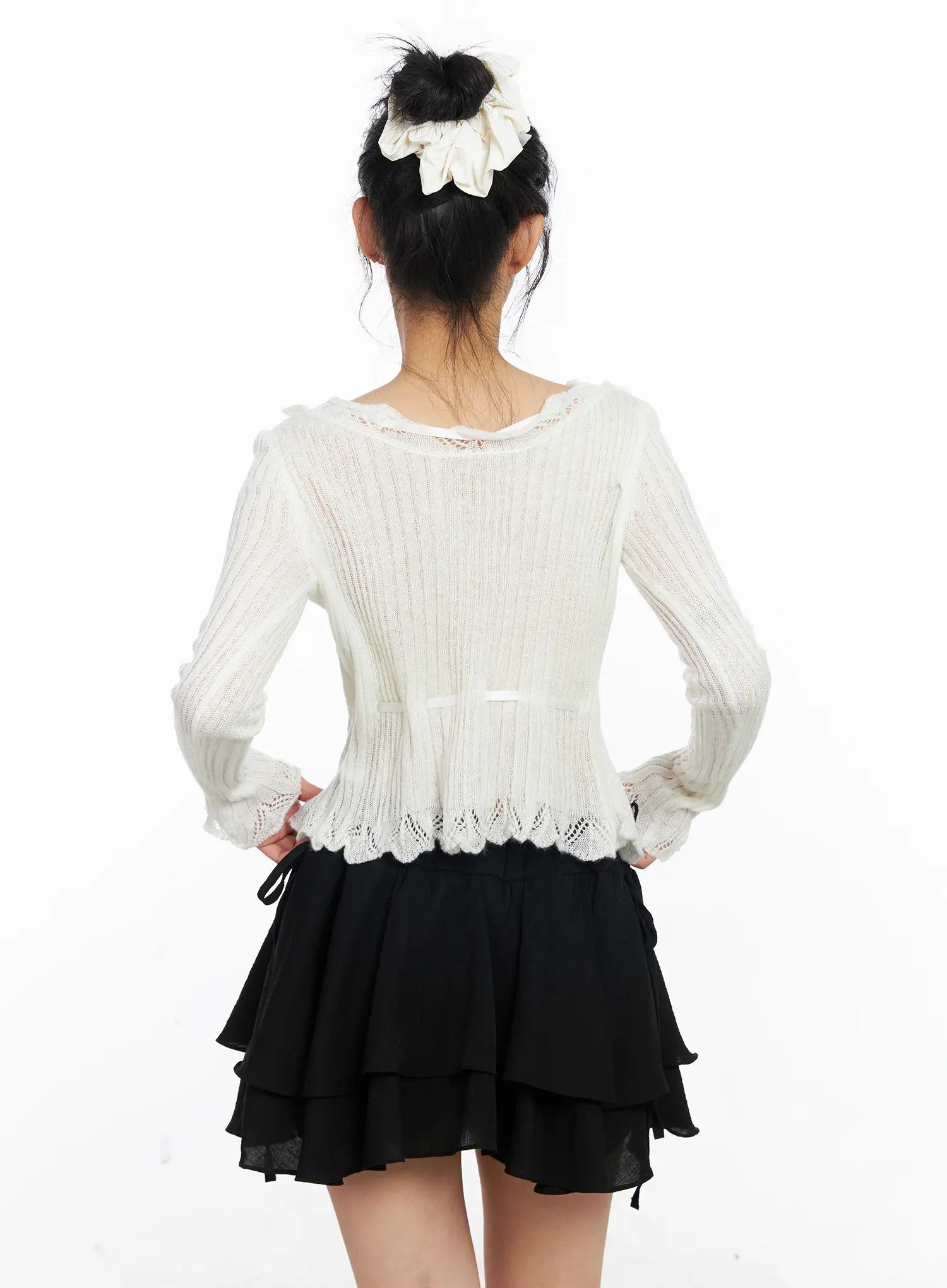 Romantic Frill Ribbon Knit Cardigan CJ523 - Image 11