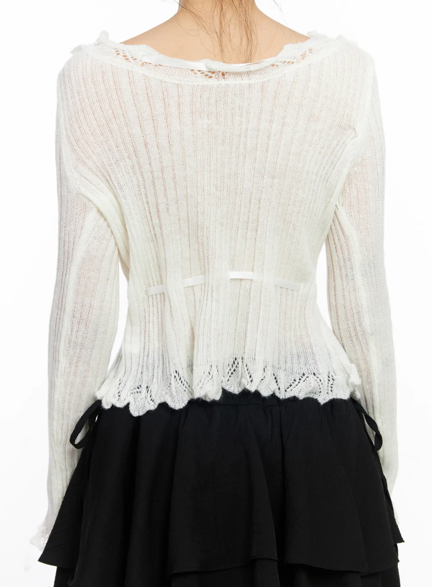 Romantic Frill Ribbon Knit Cardigan CJ523 - Image 13