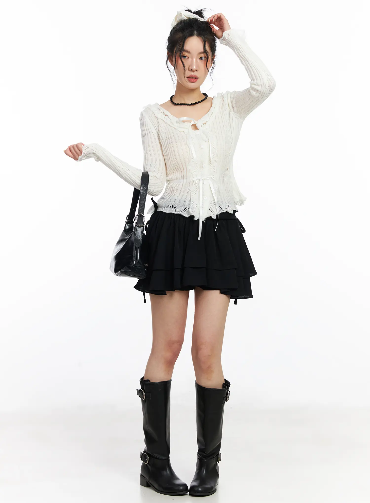 Romantic Frill Ribbon Knit Cardigan CJ523 - Image 3