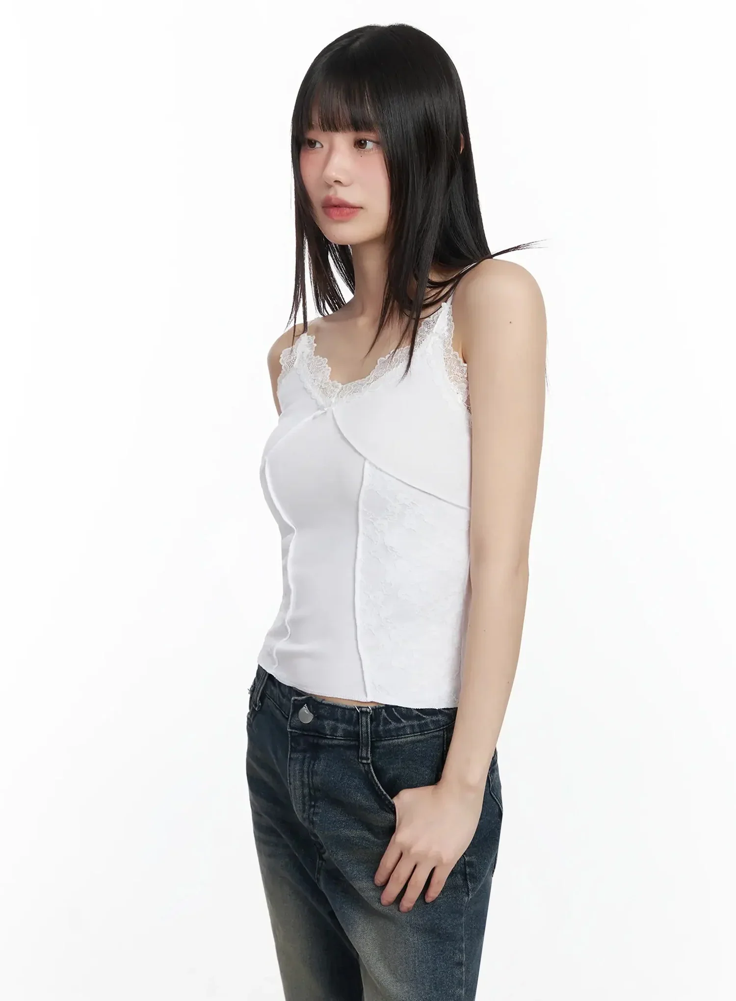 Romantic Lace Trim Cami Top F517 - Image 10