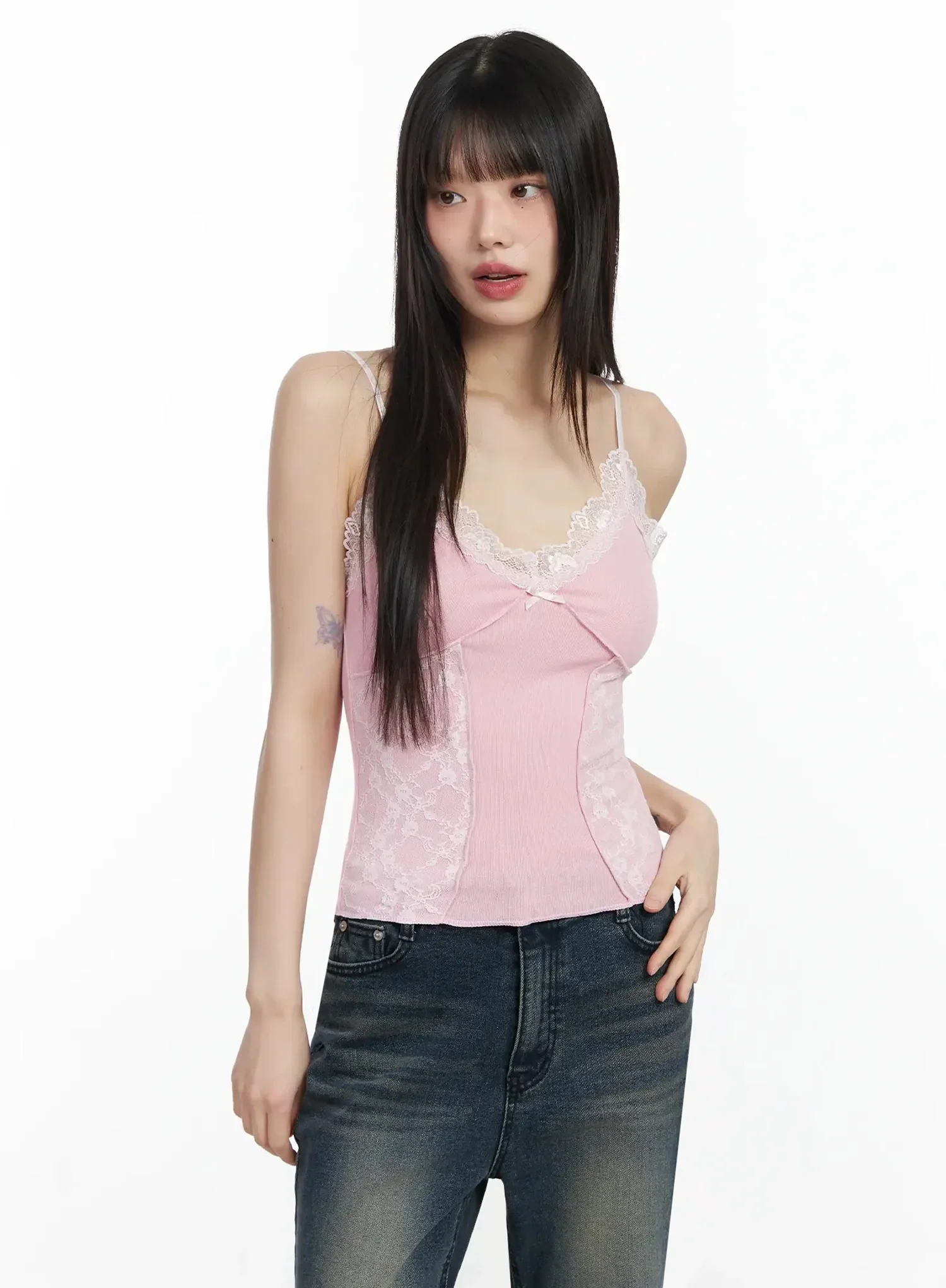 Romantic Lace Trim Cami Top F517 - Image 2