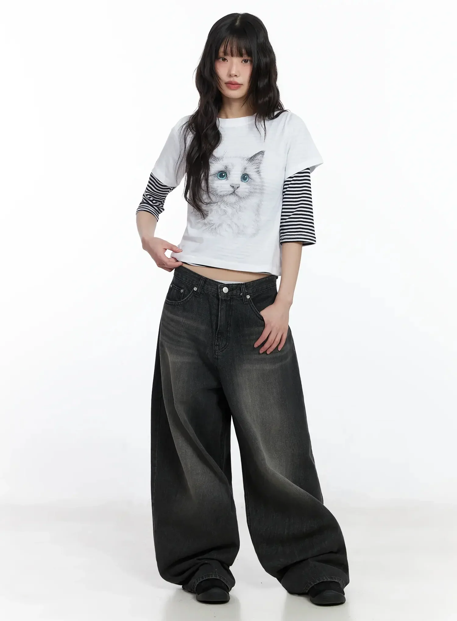 Romy Back-Belt Baggy Jeans IF505 - Image 5