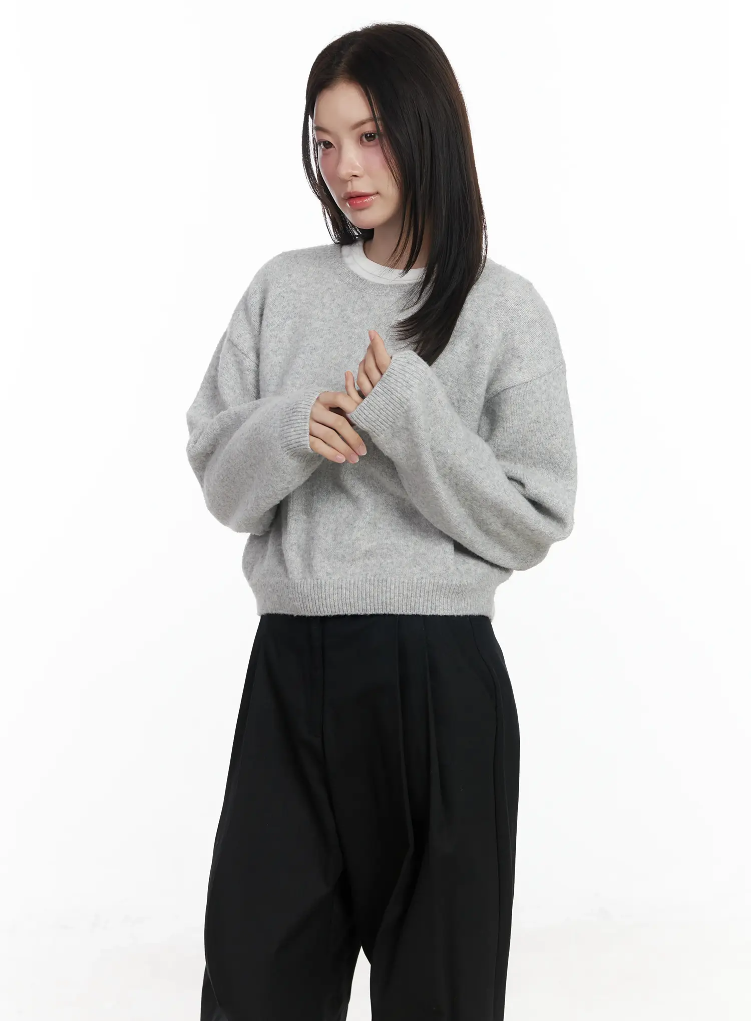 Round Neck Knit Sweater Top IF520 - Image 4