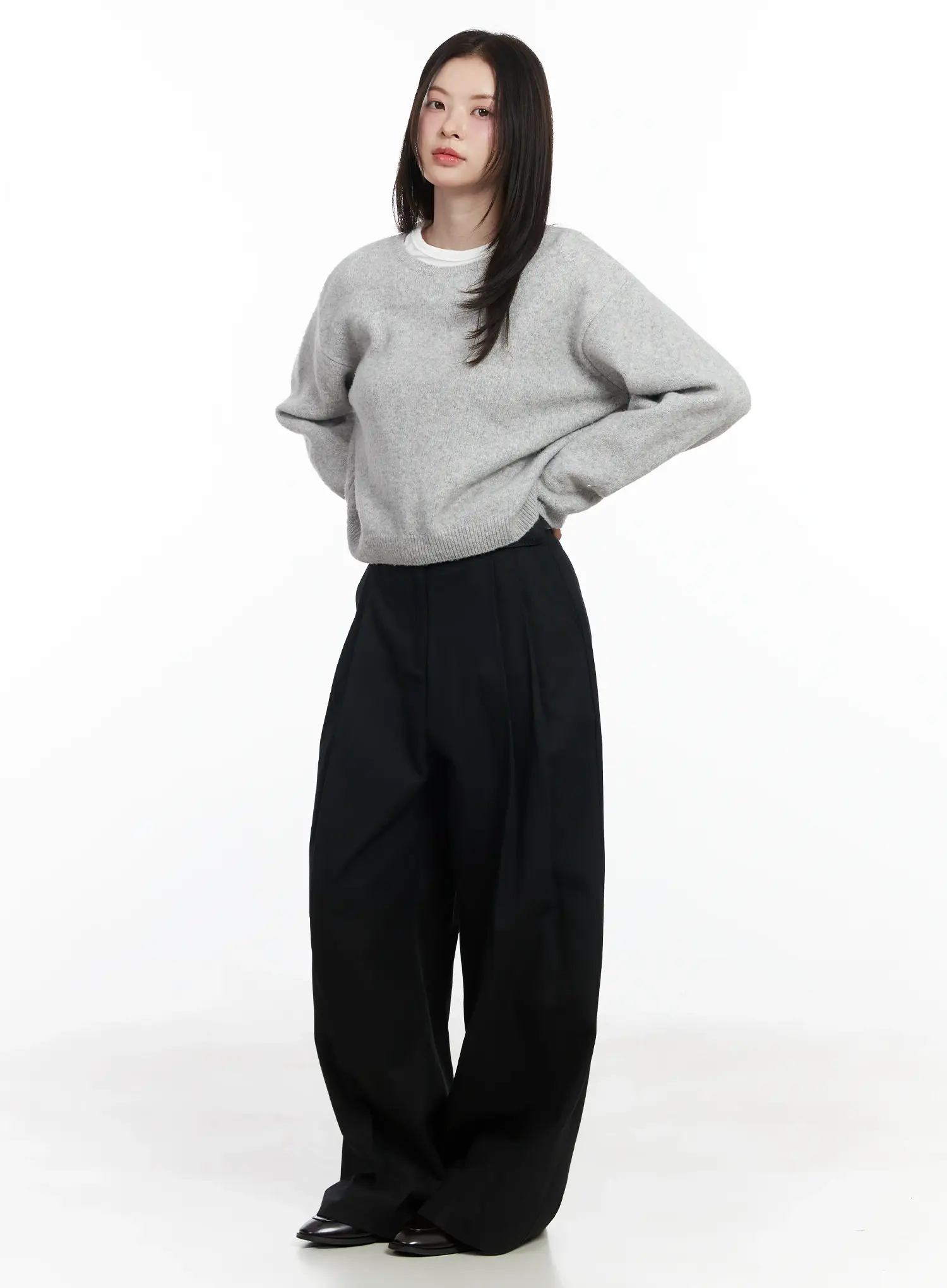 Round Neck Knit Sweater Top IF520 - Image 7