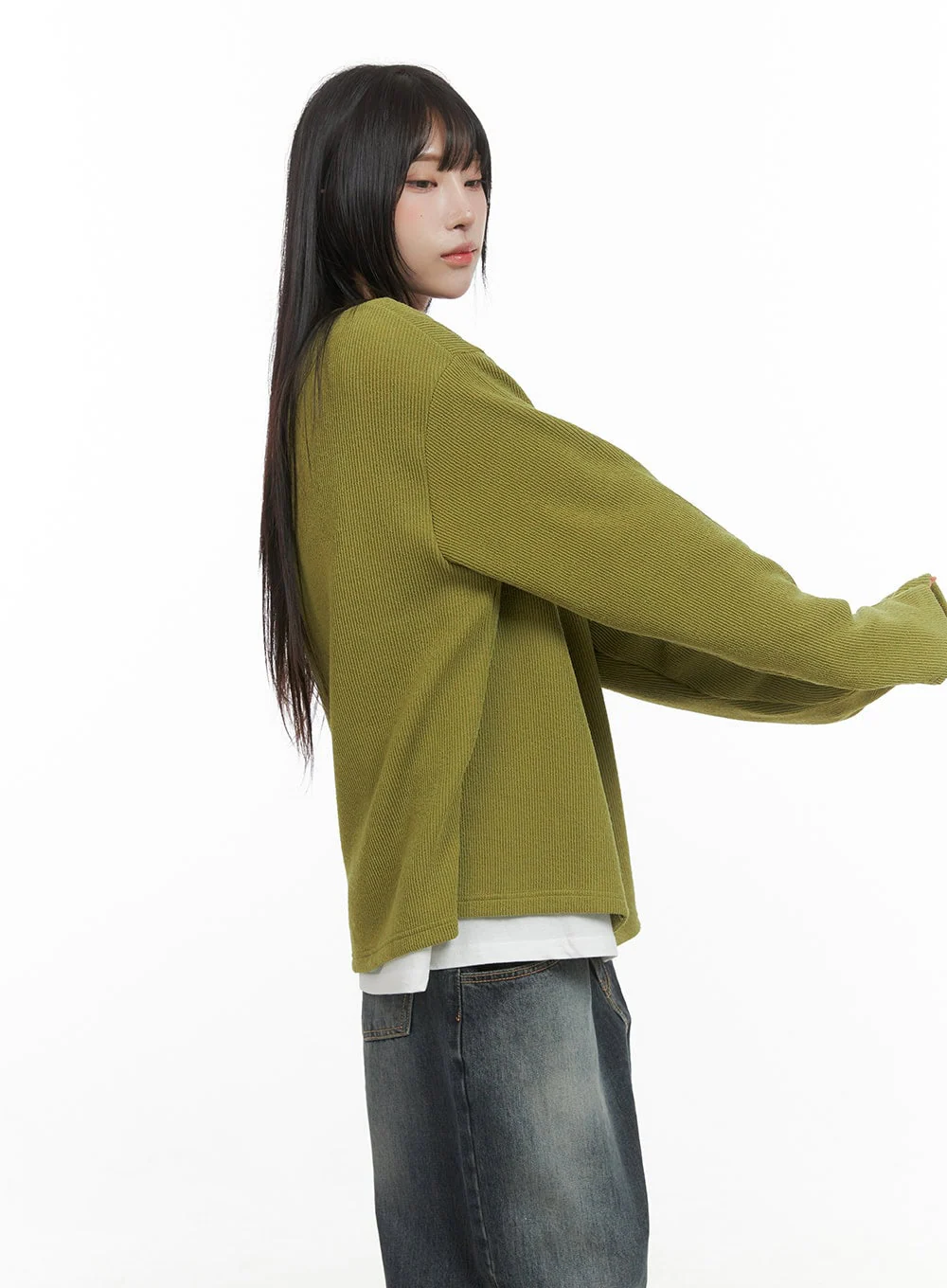 Round Neck Long Sleeve Cardigan CG430 - Image 3