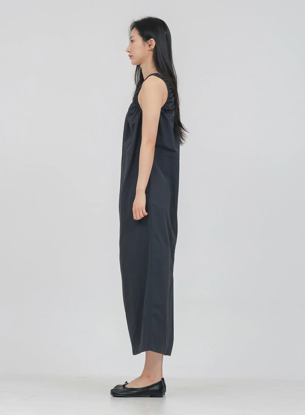 Round Neck Shirring Nylon Maxi Dress OA14 - Image 15