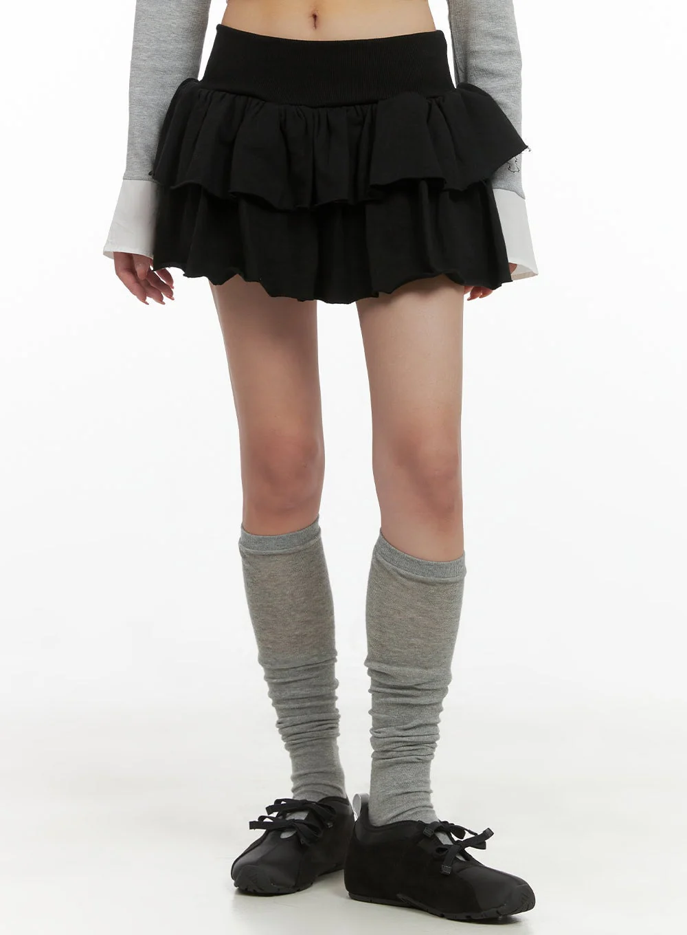 Ruffle Banded Cotton Mini Skirt CS403