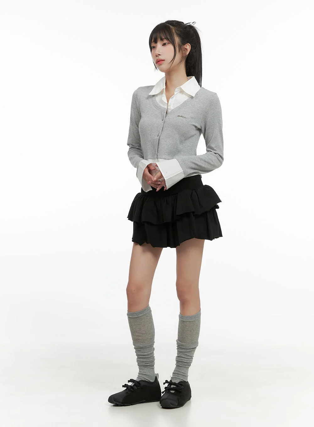 Ruffle Banded Cotton Mini Skirt CS403 - Image 2