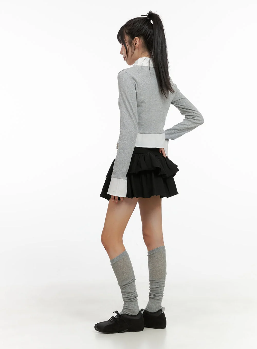 Ruffle Banded Cotton Mini Skirt CS403 - Image 3