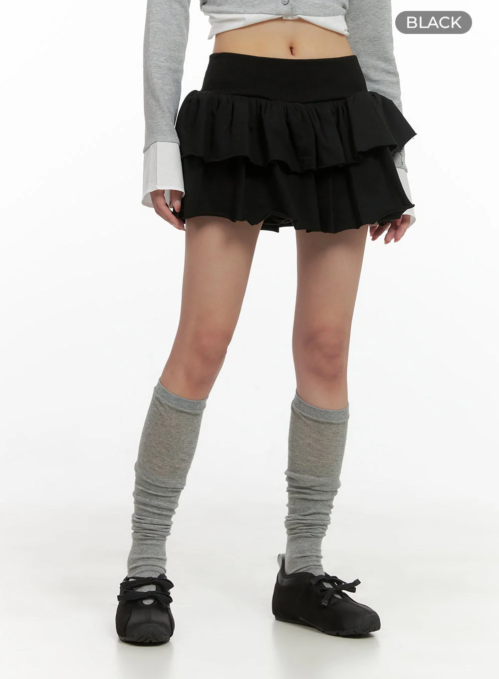 Ruffle Banded Cotton Mini Skirt CS403 - Image 7
