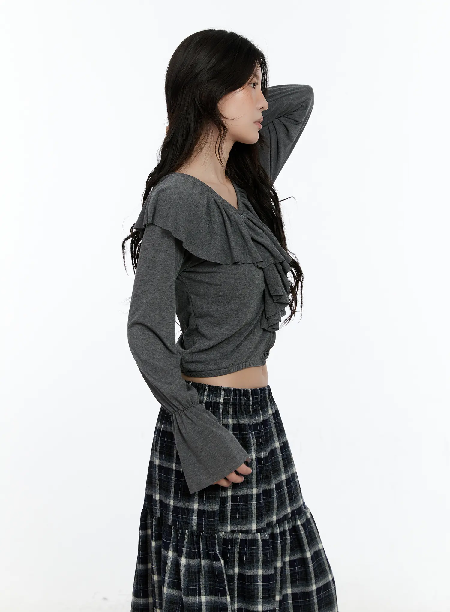Ruffle Flare Sleeved Cardigan CN517 - Image 10