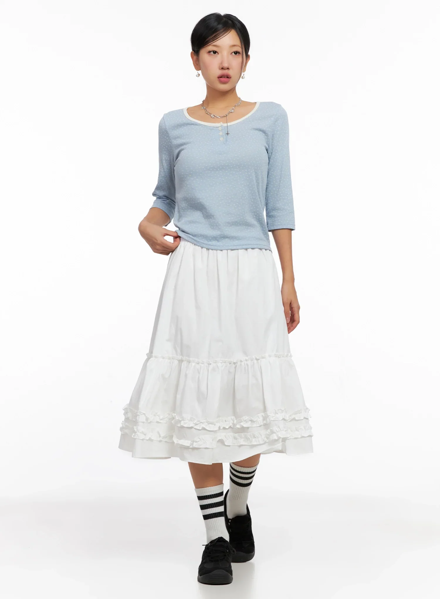 Ruffle Layered Midi Skirt IG527 - Image 10