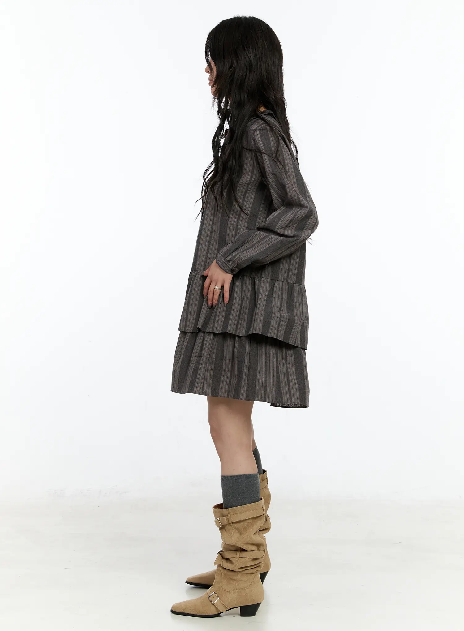 Ruffle Midi Button Dress CN517 - Image 4