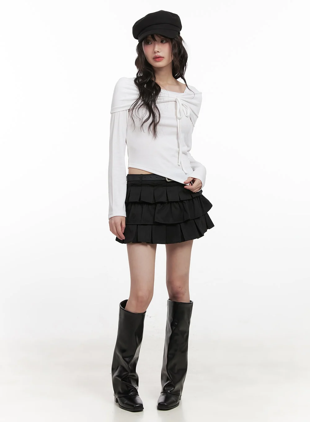 Ruffle Pleated Mini Skirt CJ523 - Image 2
