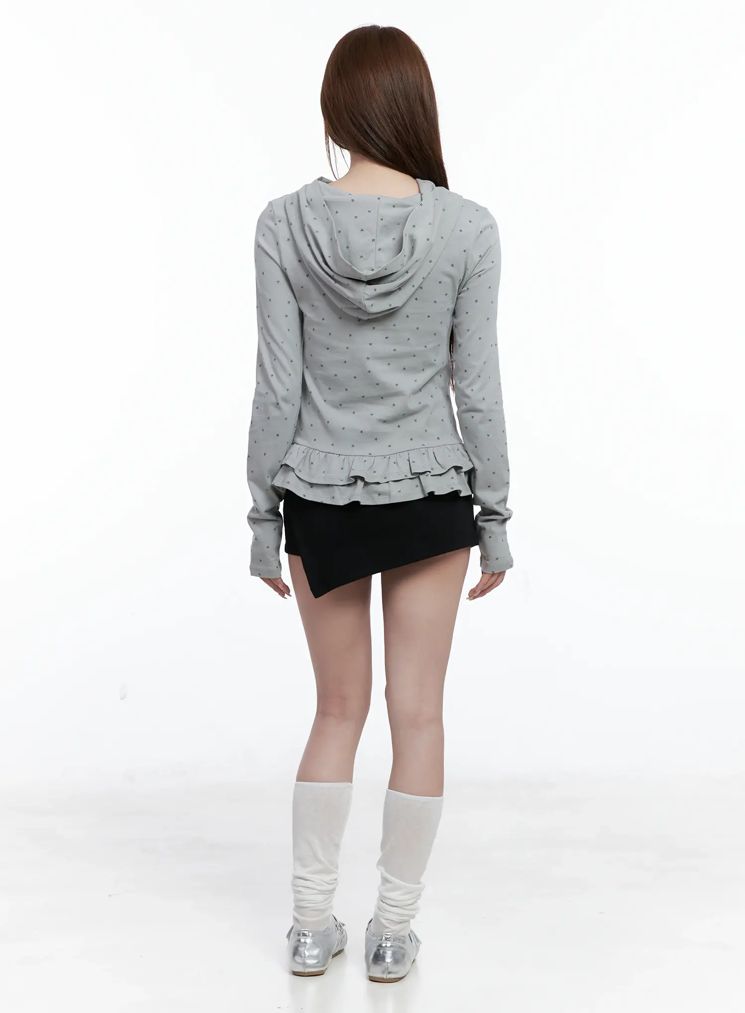 Ruffle Polka-Dot Hooded Cardigan CS501 - Image 3