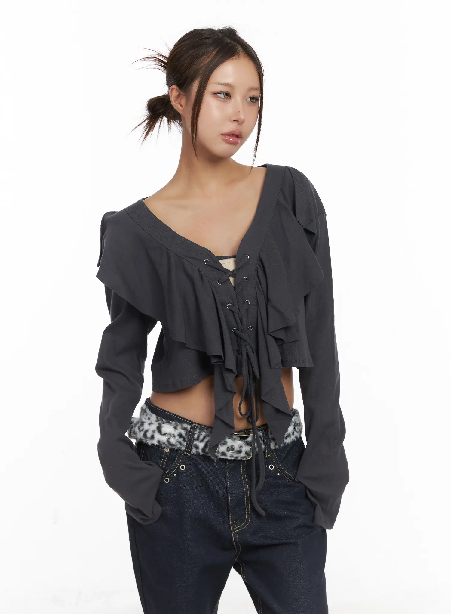 Ruffle V-Neck Cardigan CJ512 - Image 11