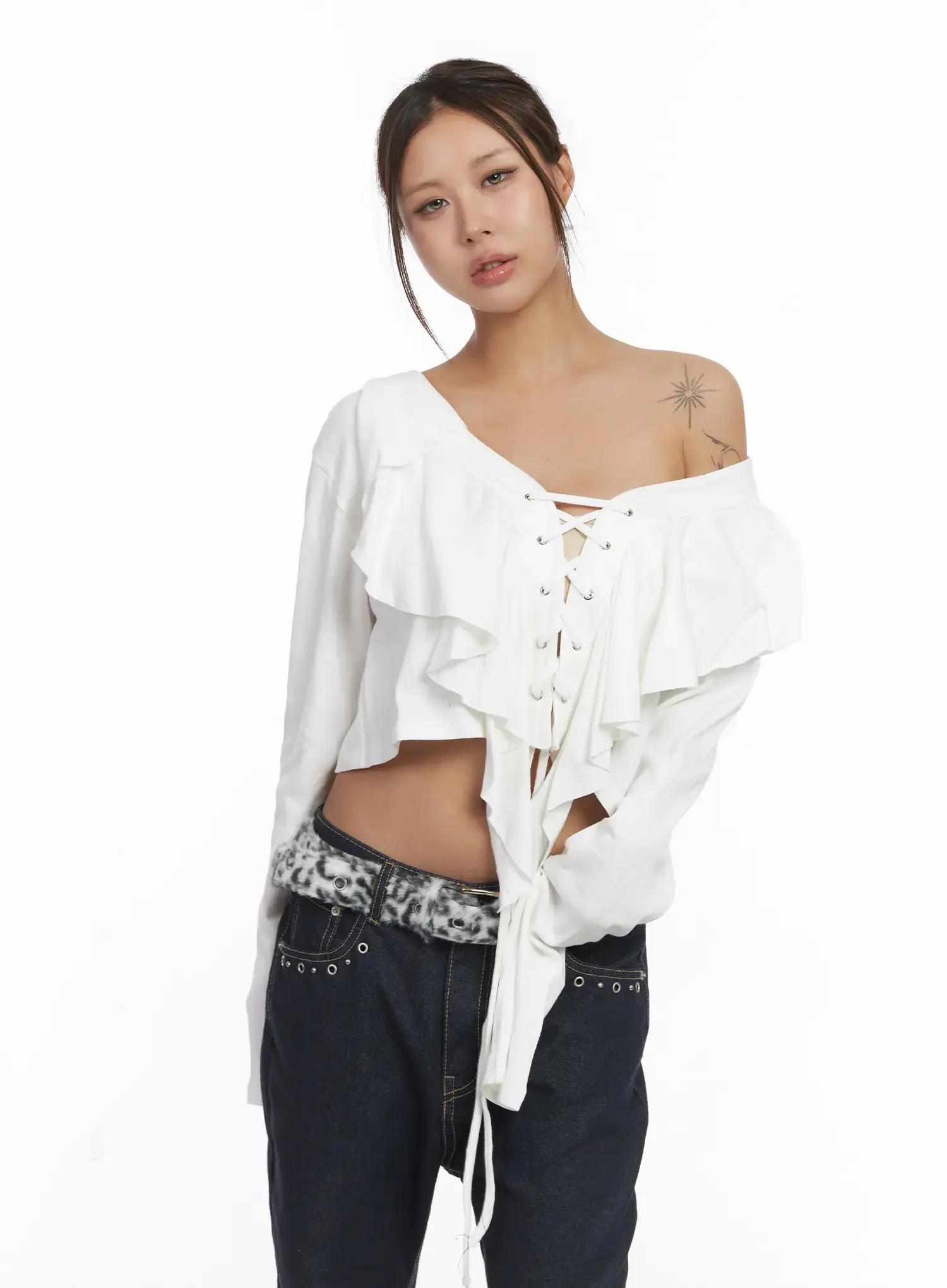 Ruffle V-Neck Cardigan CJ512 - Image 2
