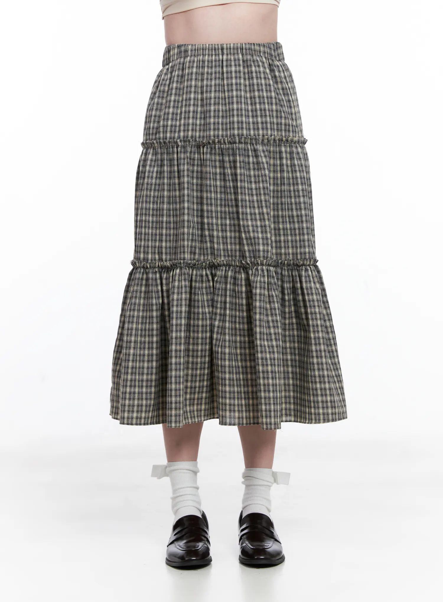 Ruffled Gingham Tiered Maxi Skirt CG520 - Image 8