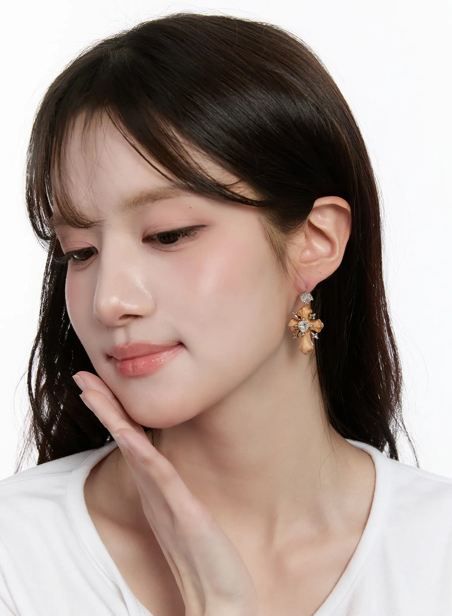 Rustic Cross Drop Earrings CM505 - Image 2