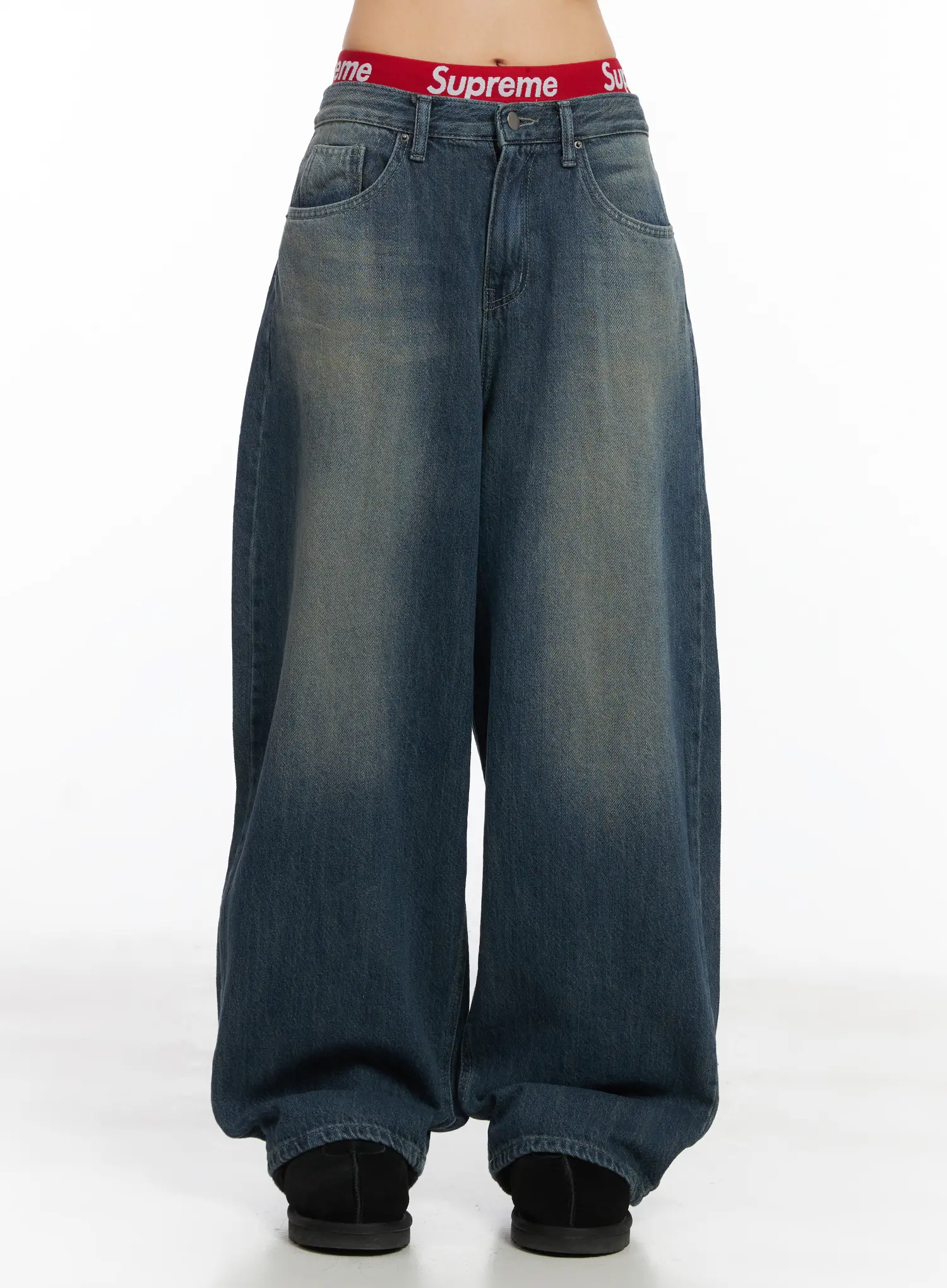 Rylie Wide-Leg Washed Baggy Jeans CD509