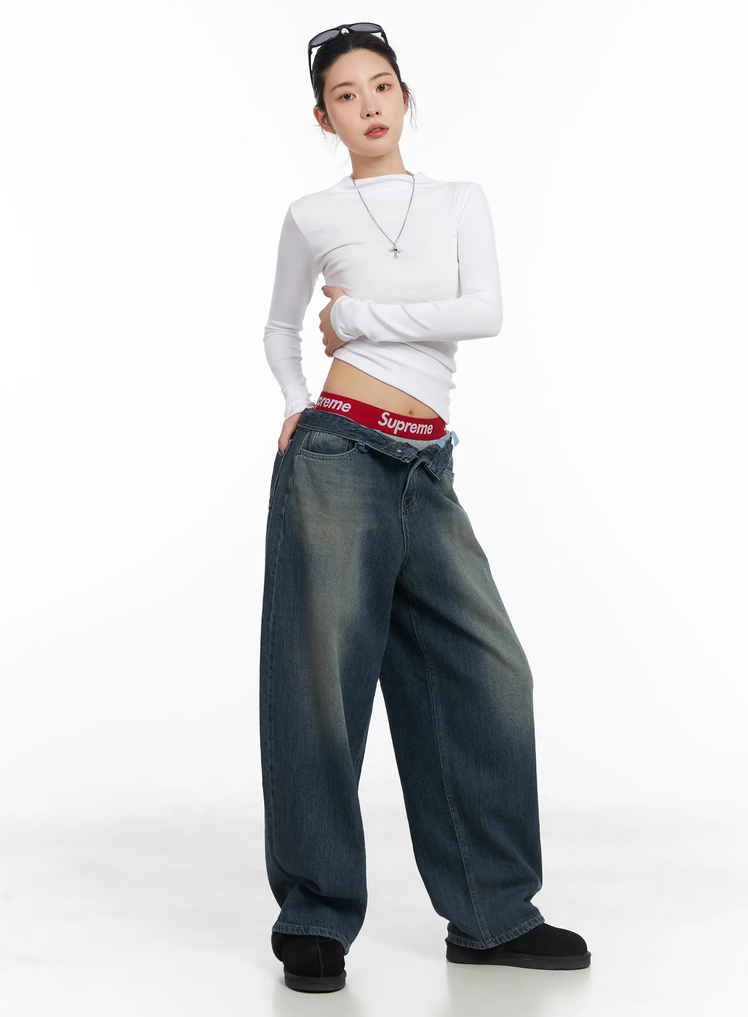 Rylie Wide-Leg Washed Baggy Jeans CD509 - Image 2