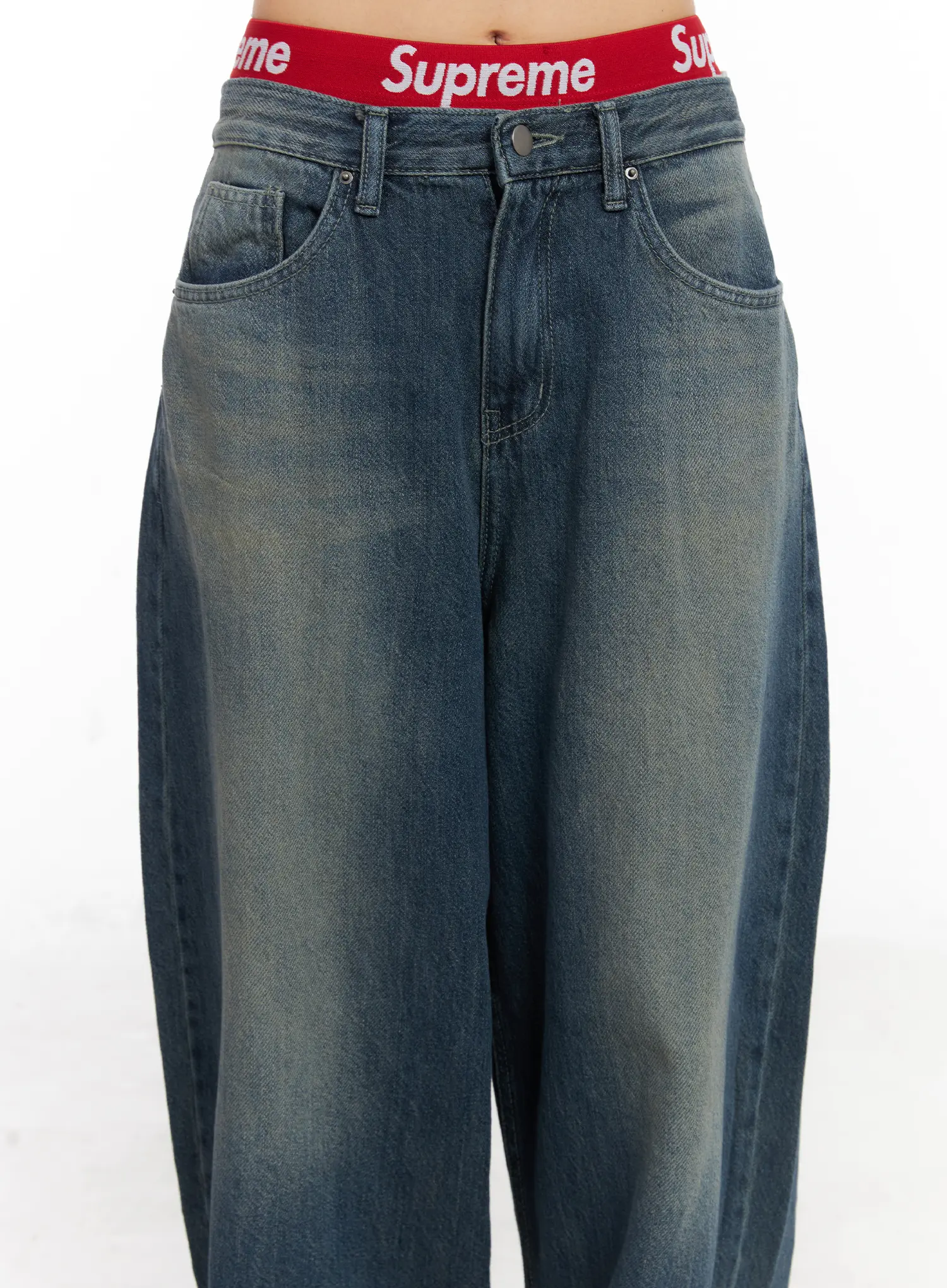 Rylie Wide-Leg Washed Baggy Jeans CD509 - Image 4
