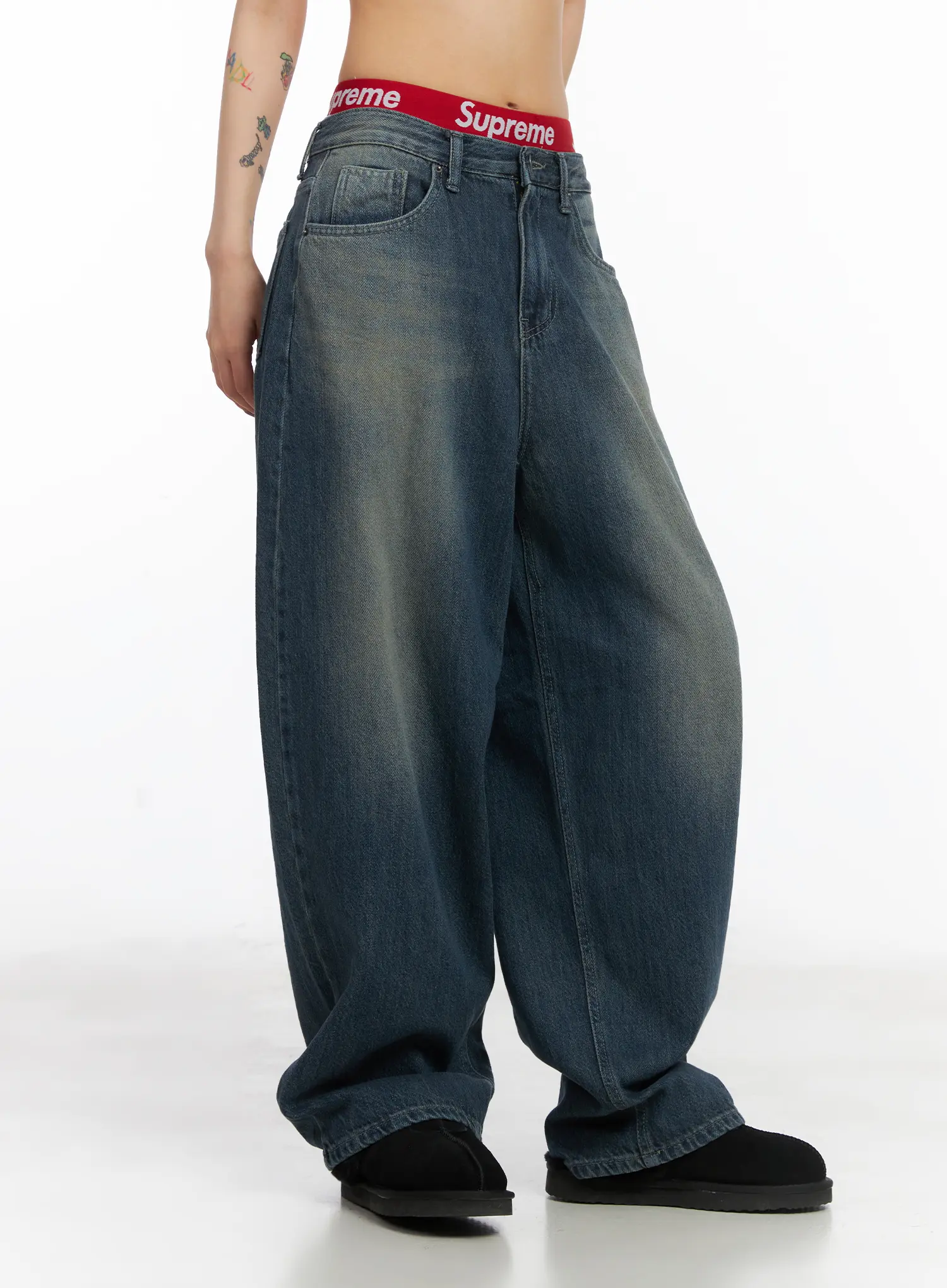 Rylie Wide-Leg Washed Baggy Jeans CD509 - Image 5