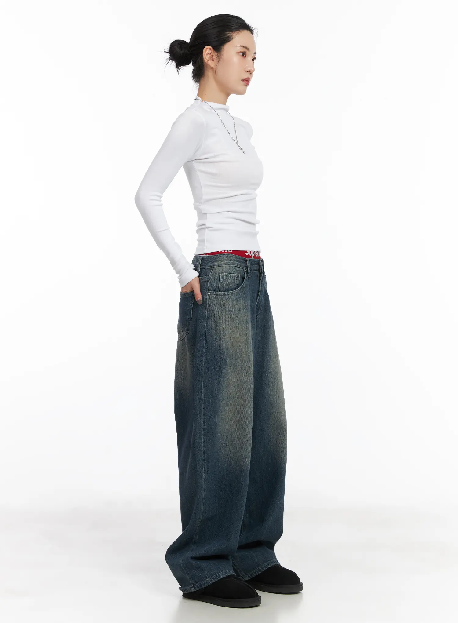 Rylie Wide-Leg Washed Baggy Jeans CD509 - Image 6