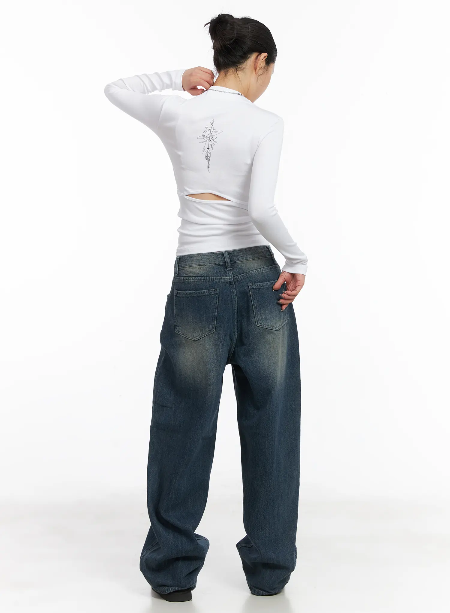 Rylie Wide-Leg Washed Baggy Jeans CD509 - Image 8
